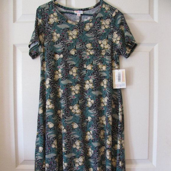 LuLaRoe Dresses & Skirts - * 2/$15 LuLaRoe Carly Dress XS NWT $45 High Low Hem Swing Style Green Floral